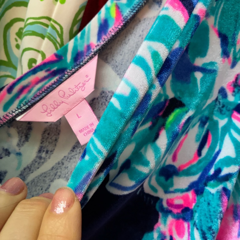 Lilly Pulitzer Vibrant Floral Long Sleeve Dress Size Large - Picture 3 of 4
